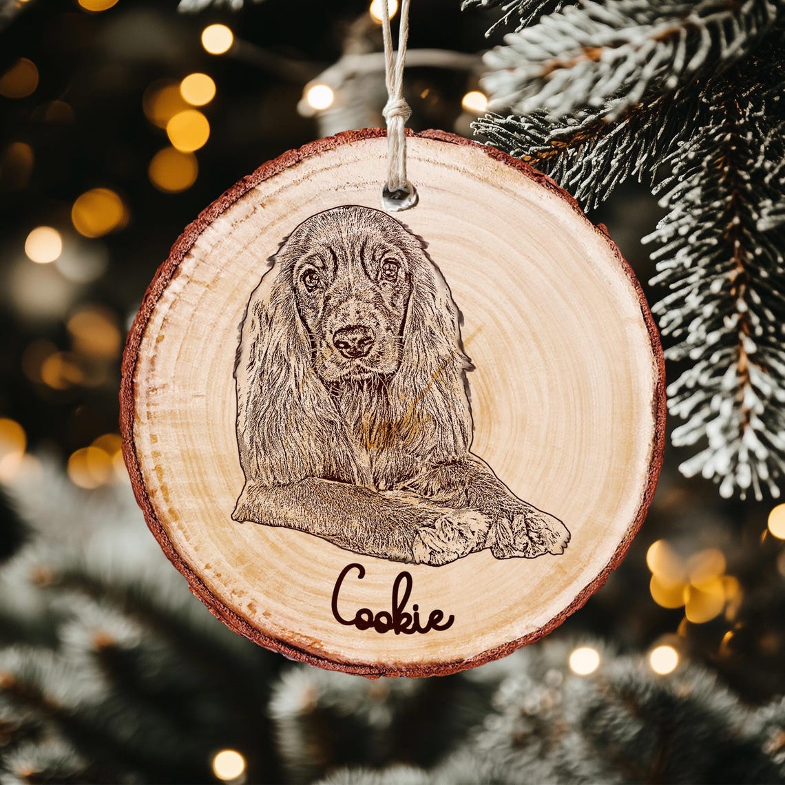 Personalized Sketch Style Pet Portrait Wooden Christmas Ornament Christmas Gift for Dog Cat Lovers