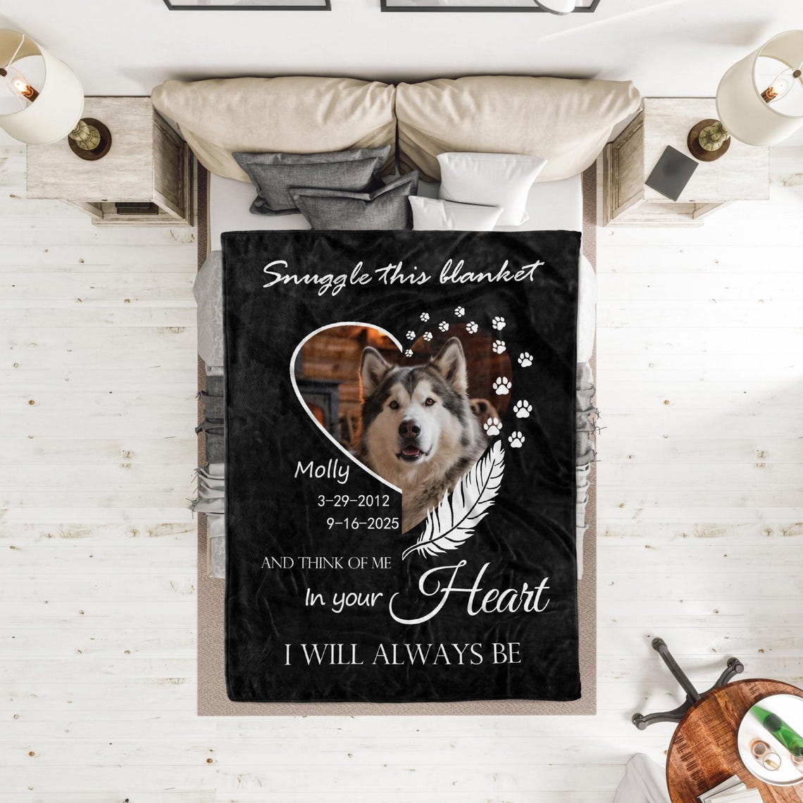 Custom Dog Memorial Blanket with Pet Photo – Personalized Pet Remembrance Gift for Dog Mom & Dad
