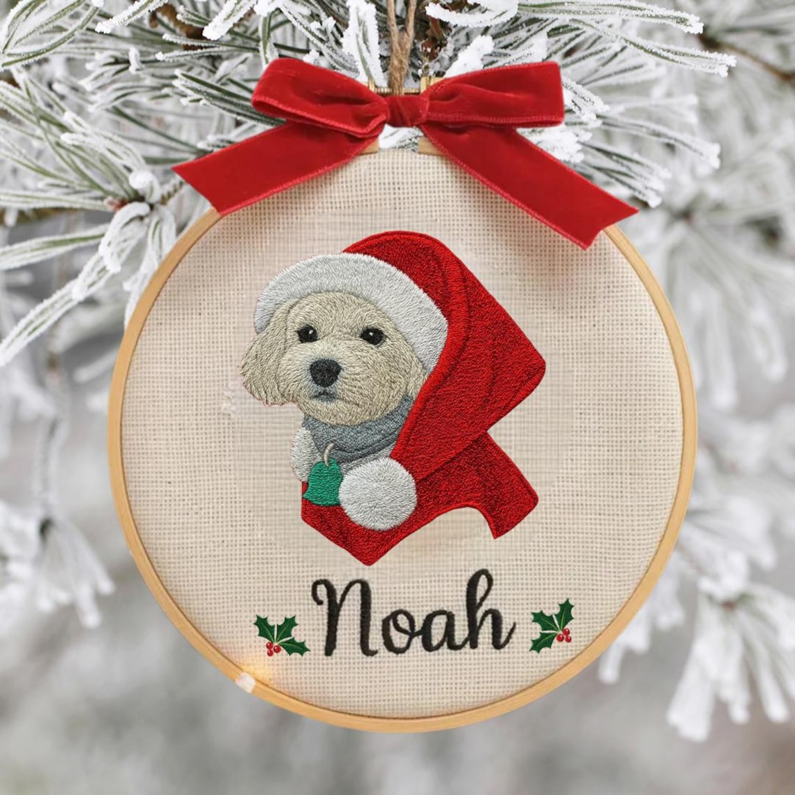 Ornement personnalisé en bois pour portrait d'animal de compagnie, cadeau commémoratif pour animaux de compagnie, cadeau de Noël pour les amoureux des animaux