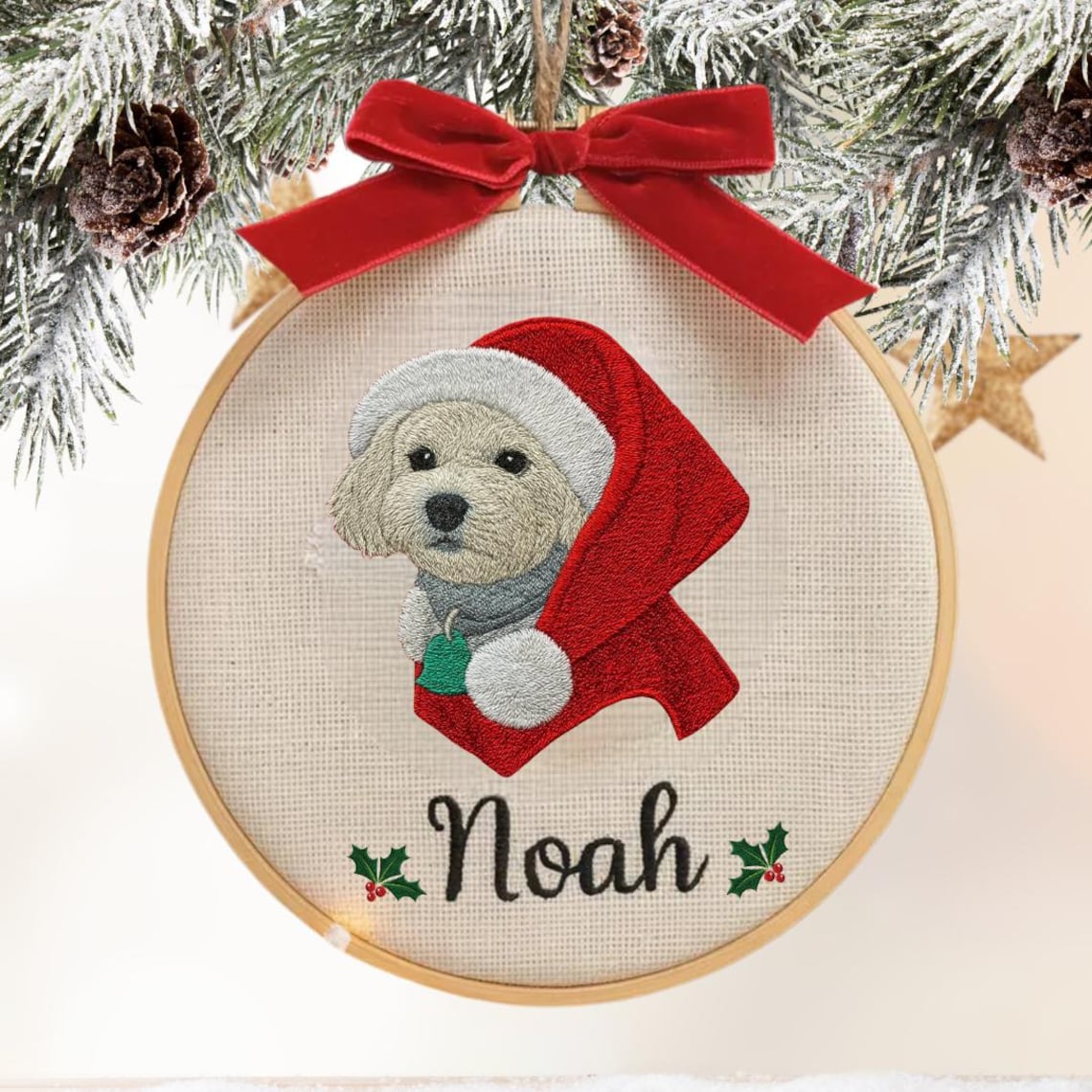 Ornement personnalisé en bois pour portrait d'animal de compagnie, cadeau commémoratif pour animaux de compagnie, cadeau de Noël pour les amoureux des animaux