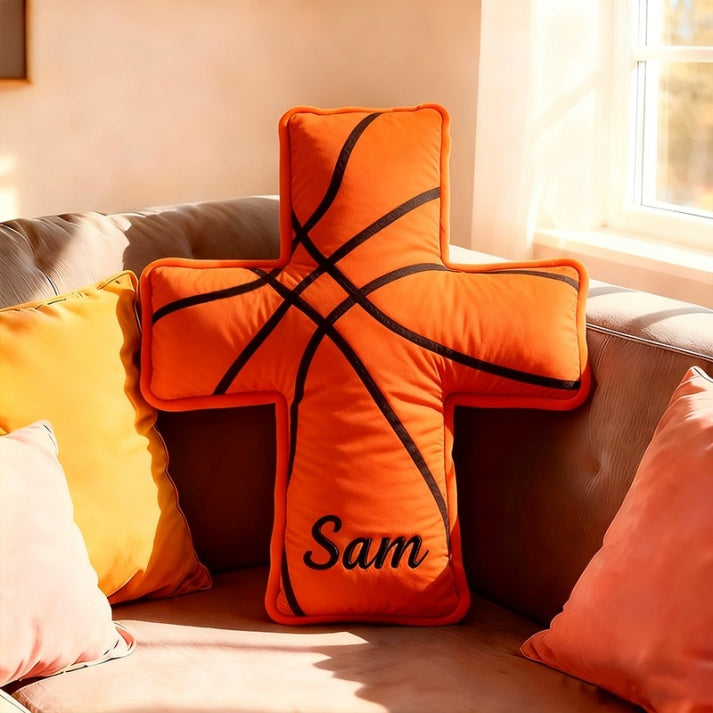 Personalized 3d Printed Basketball Cross Pillow A Christian Sports Gift For Basketball Lovers