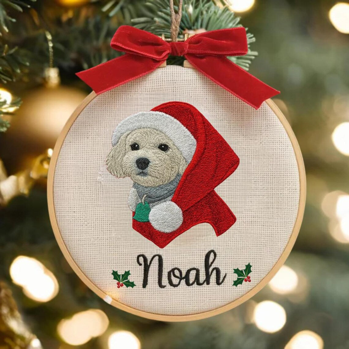 Ornement personnalisé en bois pour portrait d'animal de compagnie, cadeau commémoratif pour animaux de compagnie, cadeau de Noël pour les amoureux des animaux