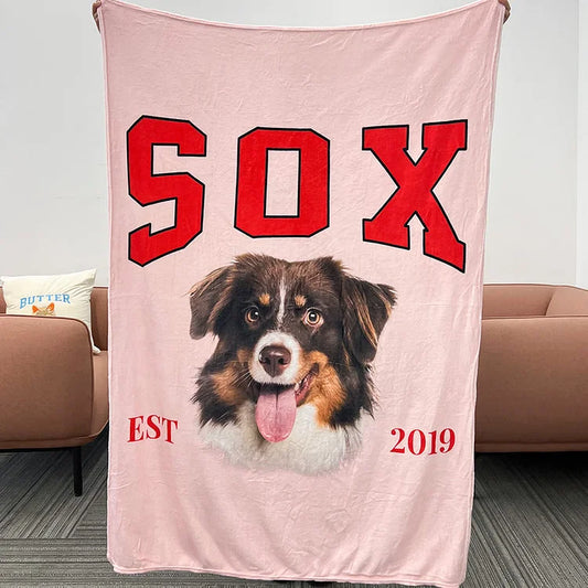 Custom Pet Memorial Blanket with Pet Photo – Personalized Pet Remembrance Gift for Dog Cat Lovers