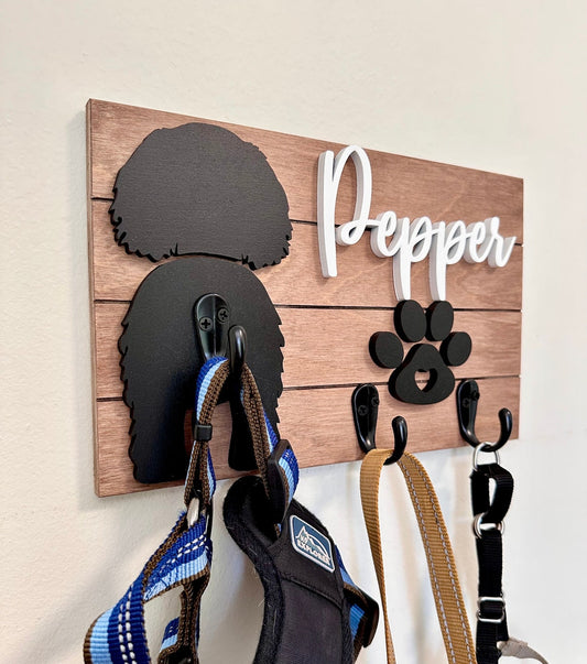 Personalized Dog Butt Leash Holder for Wall Custom Pet Leash Rack & Key Hook Unique Christmas Gift for Dog Lovers