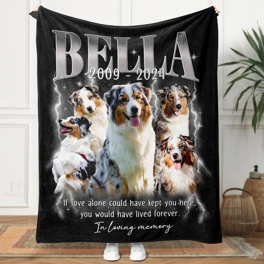 Personalized Pet Memorial Photo Blanket Gift Custom Bootleg Pet Blanket Gift for Dog Cat Lovers