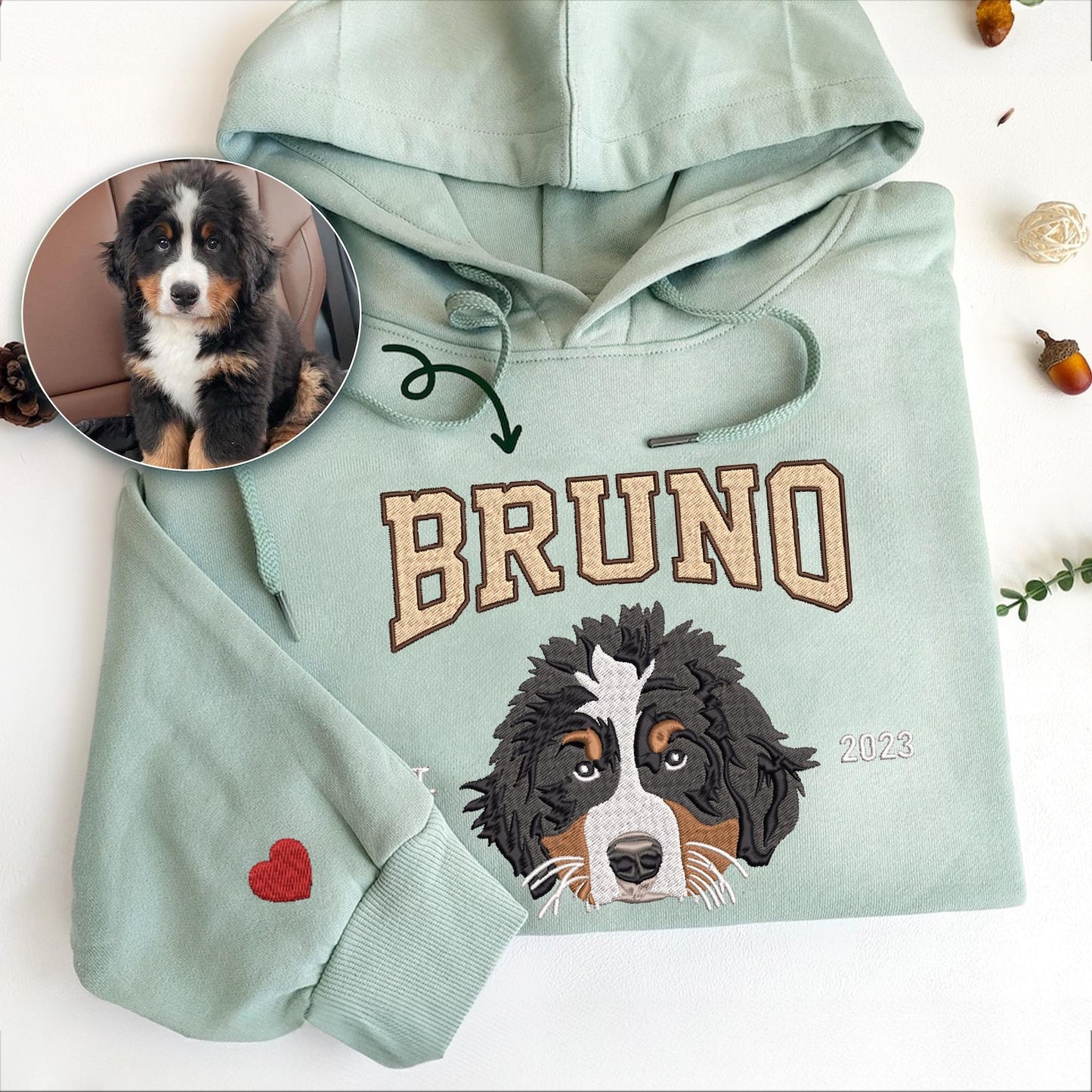 Personalisiertes besticktes Haustiergesicht und Haustiername Sweatshirt Hundeportrait bestickt Crewneck Haustierliebhaber Geschenk