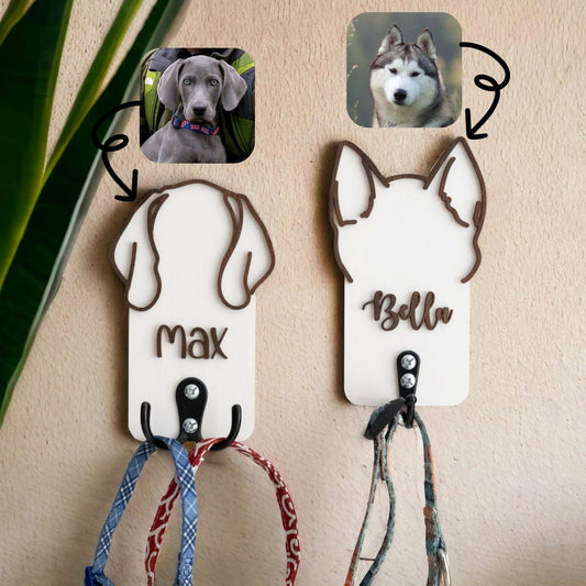 Personalized Pet Ears Leash Holder with Name Pet Supplies Gift for Dog Cat Lovers Pet Home Decor