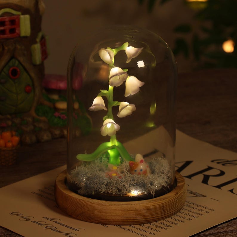 Custom Pet Figurine Birth Flower Lamp Unique Pet Memorial Gift For Dog Cat Lovers Christmas Home Decor