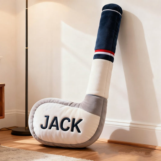 Personalized Ice Hockey Stick Pillow With Custom Name For Kids’ Playrooms And Bedrooms