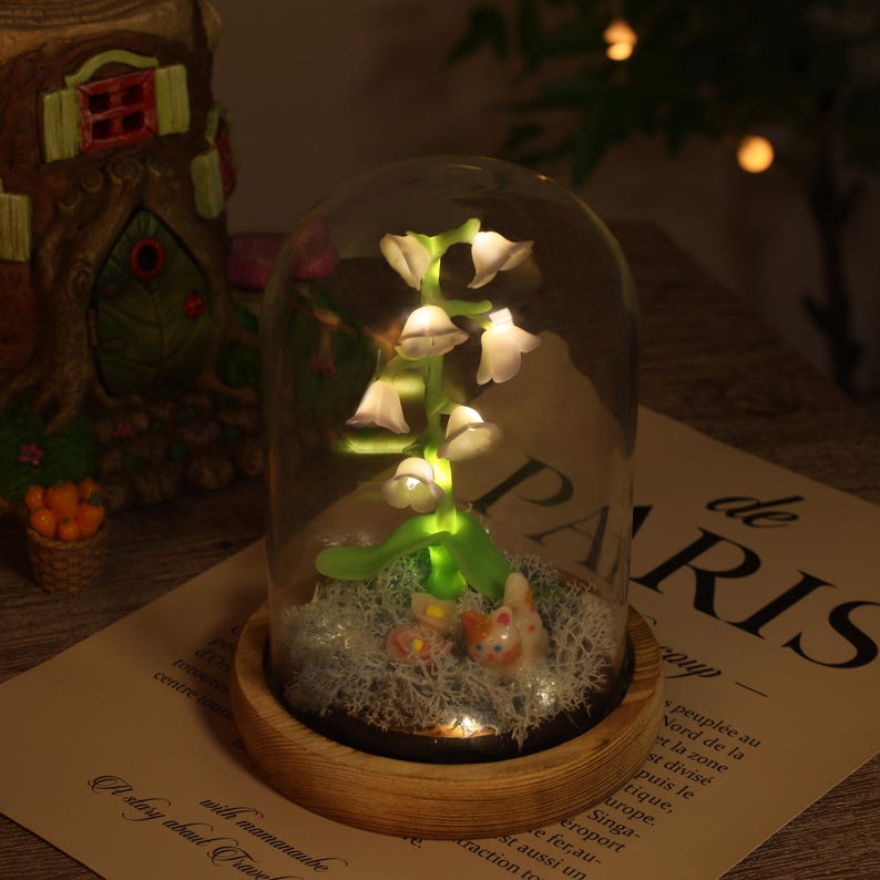 Custom Pet Figurine Birth Flower Lamp Unique Pet Memorial Gift For Dog Cat Lovers Christmas Home Decor