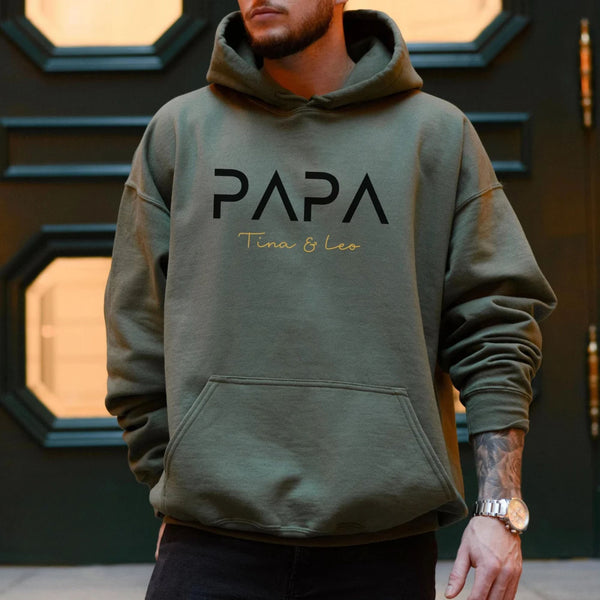 Sudadera con capucha bordada personalizada para papá con nombre del niño y fecha de nacimiento para el Día del Padre 