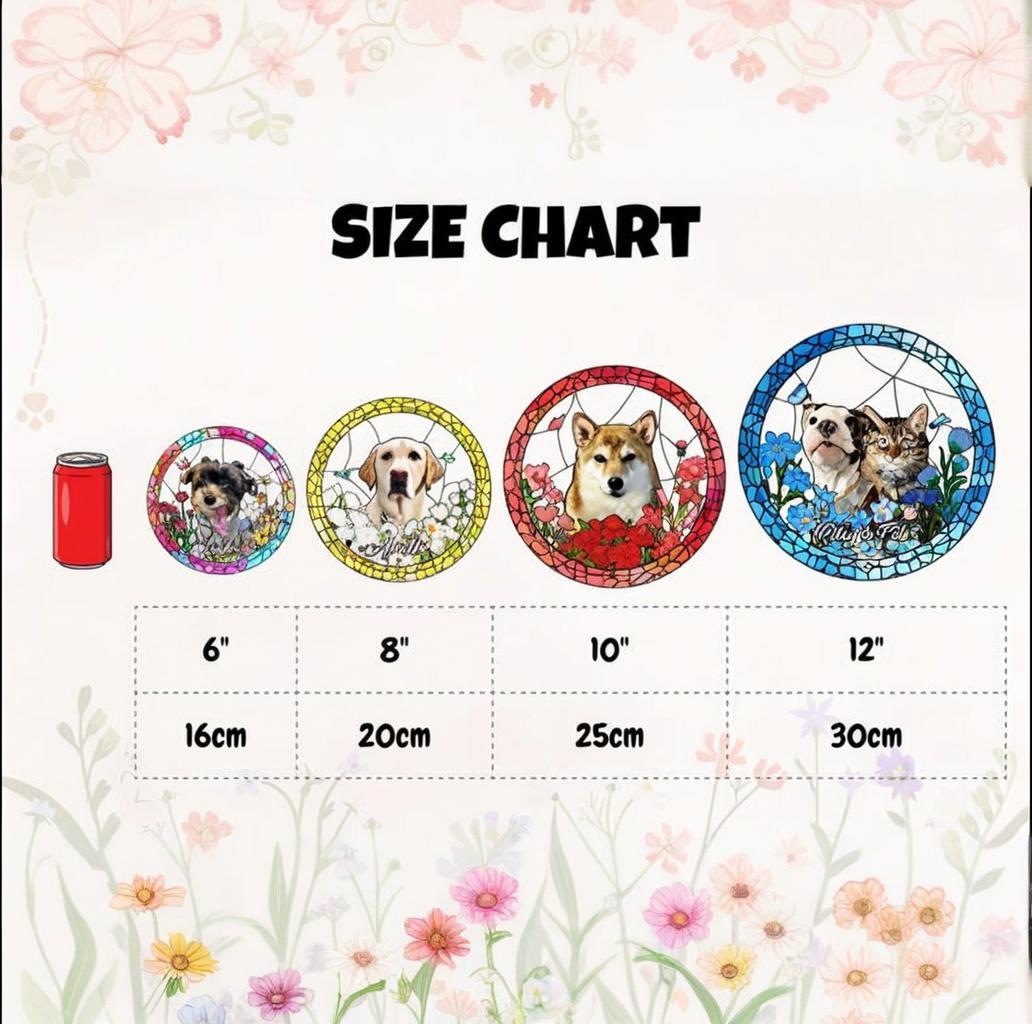 Personalized Pet Portrait Stained Glass Suncatcher Pet Keepsake Memorial Gift for Dog Cat Lover