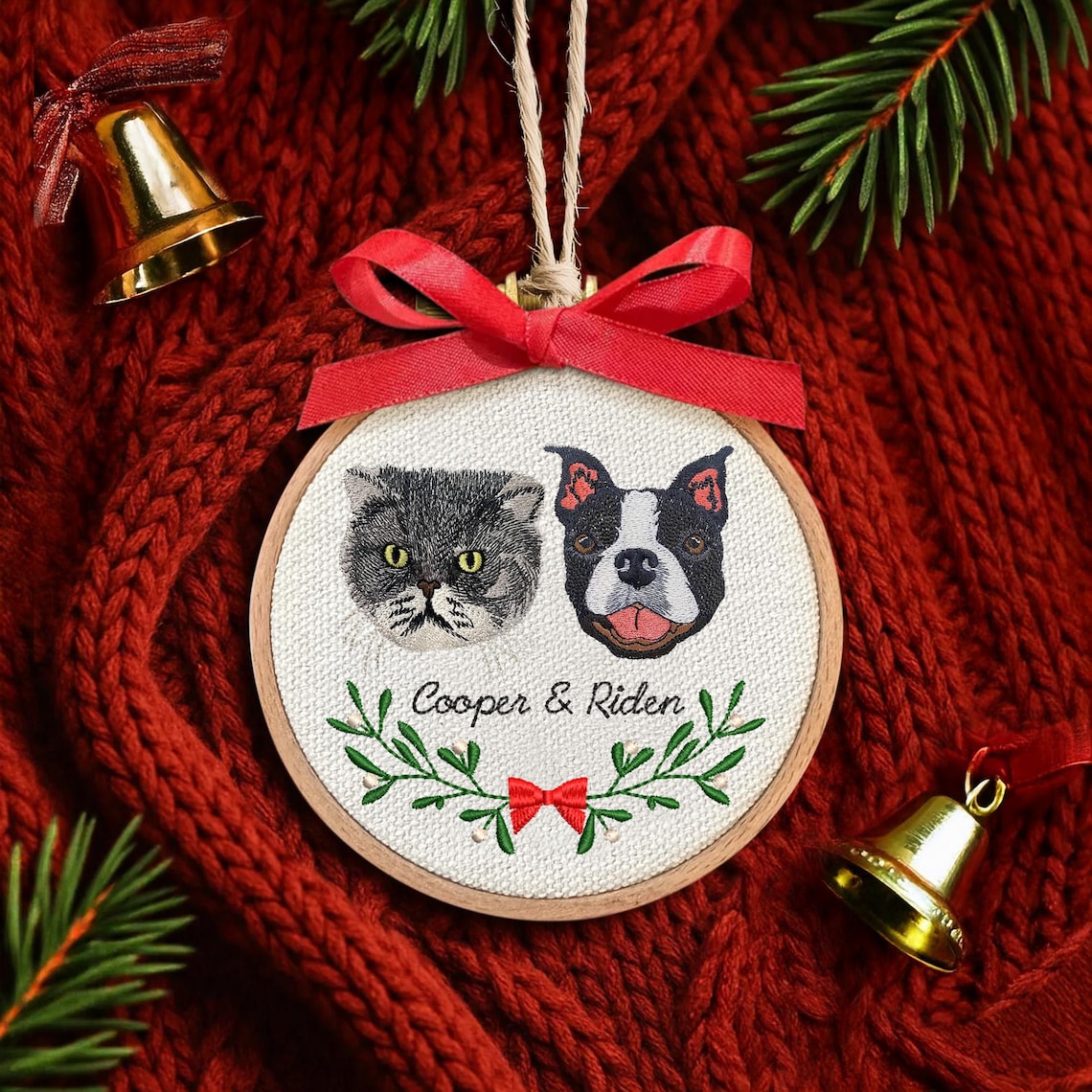 Personalized Embroidered Pet Portrait Ornament – Custom Pet Memorial Gift  Christmas Tree Keepsake for Pet Lovers