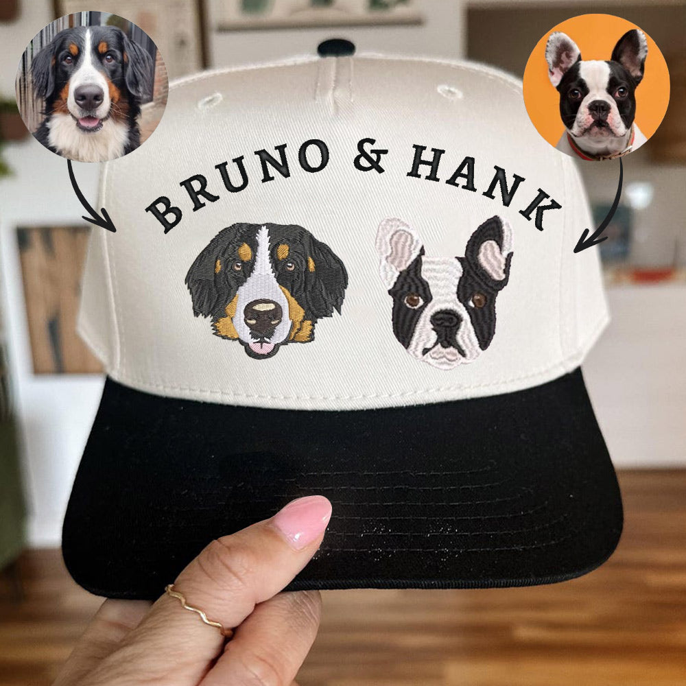 Personalisierte Haustier Ohren Lineart Leder Patch Hut Baseball-Cap für Tierliebhaber
