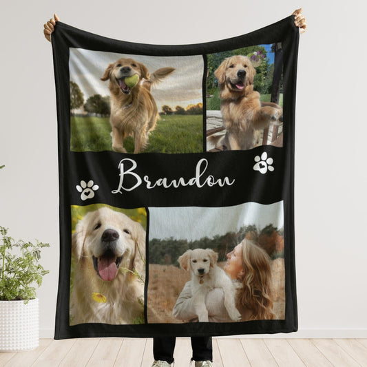 Custom Pet Photos Collage Blanket Comfortable Blanket Gift for Dog Cat Lovers Birthday Christmas Gift