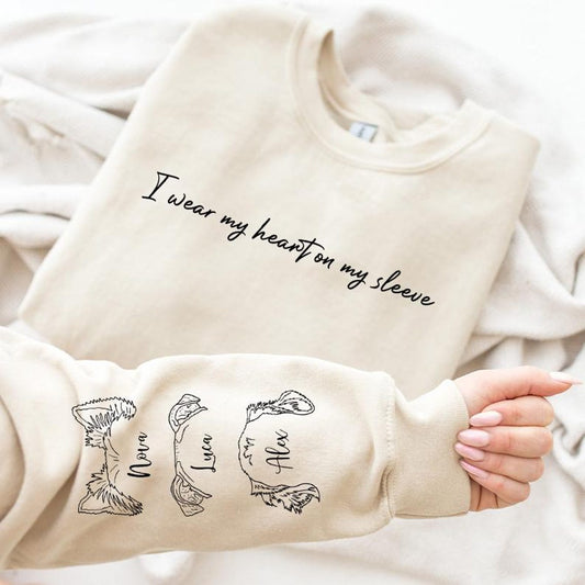 Sudadera con capucha personalizada con orejas de mascota bordadas "Llevo mi corazón en la manga", regalo para amantes de los perros