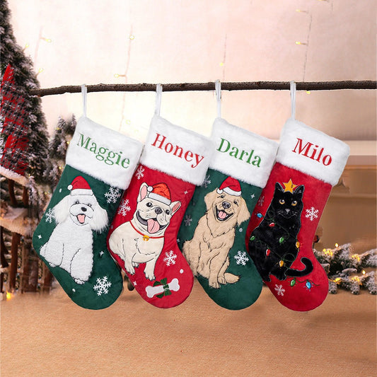 Personalized Embroidered Pet Dog Christmas Stocking with Name Gifts for Dog Owners Christmas Gift for Pet Lovers