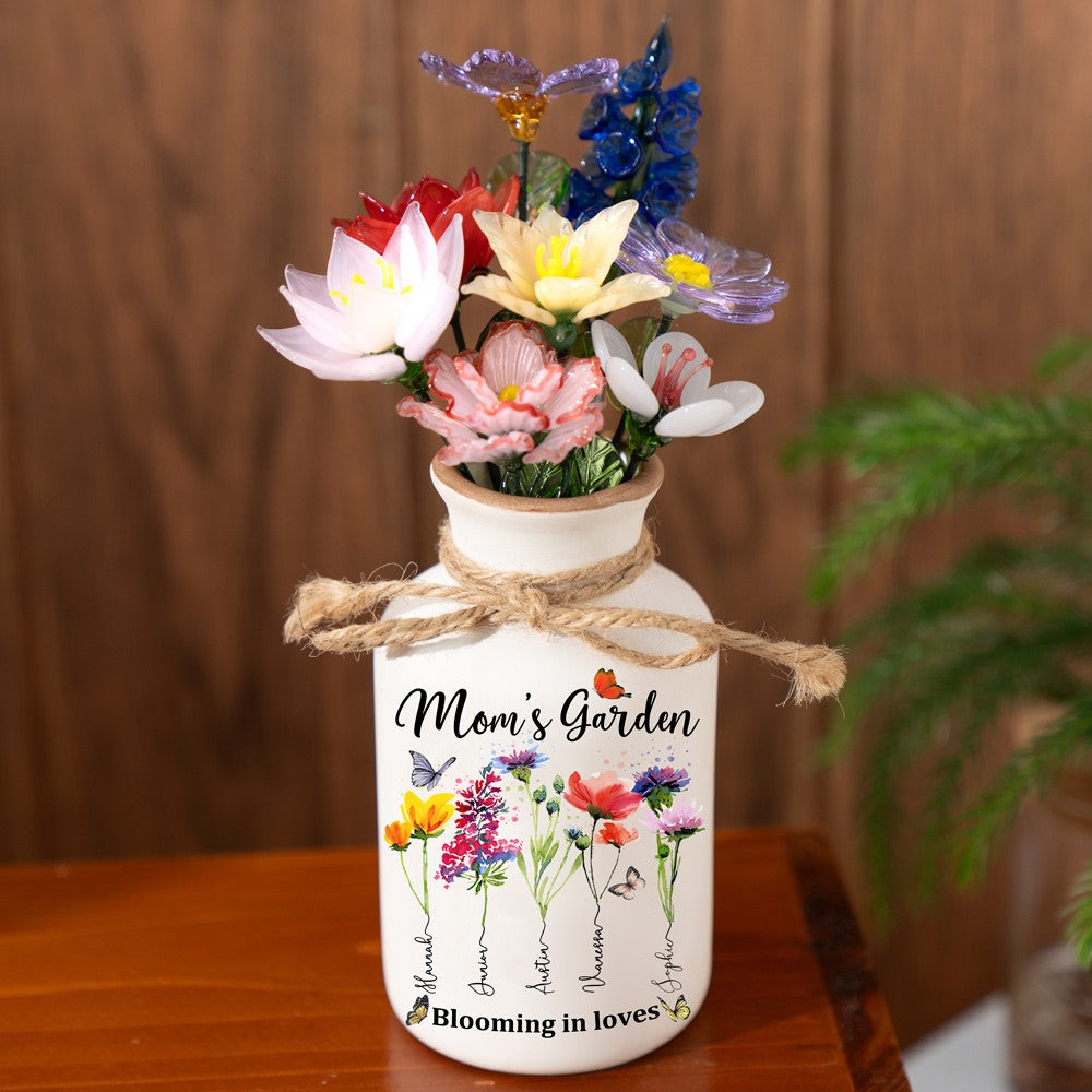 Fleur en verre personnalisée pour le mois de naissance, cadeaux uniques pour maman, grand-mère, fête des mères, idées cadeaux de Noël