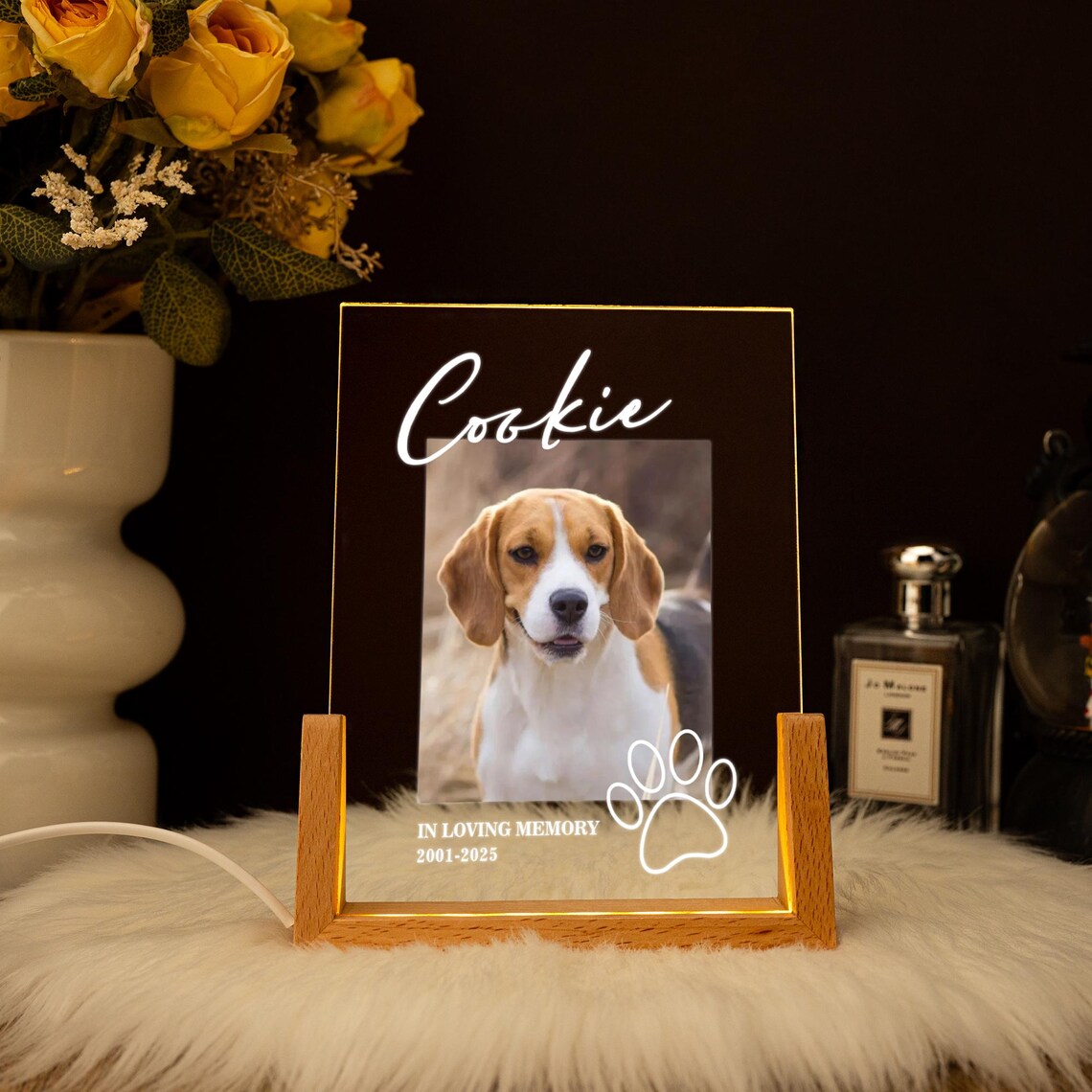 Personalisiertes Hundefoto Pfoten-Nachtlicht Haustier-Erinnerungsgeschenk für Tierliebhaber 