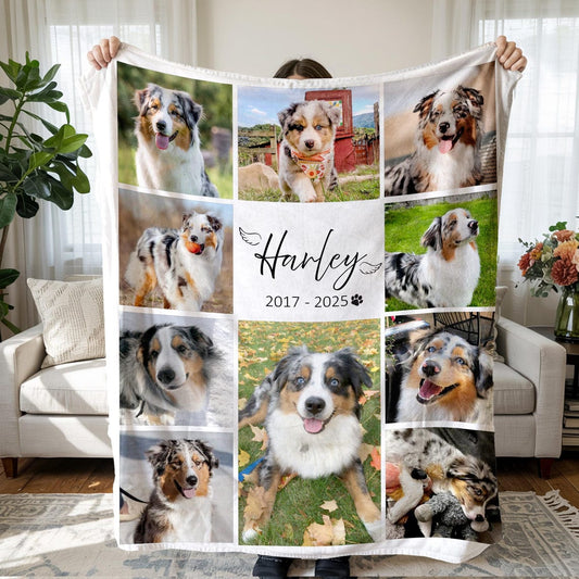 Personalized Dog Memorial Photo Blanket Sympathy Gift For Pet Lovers Dog Mom