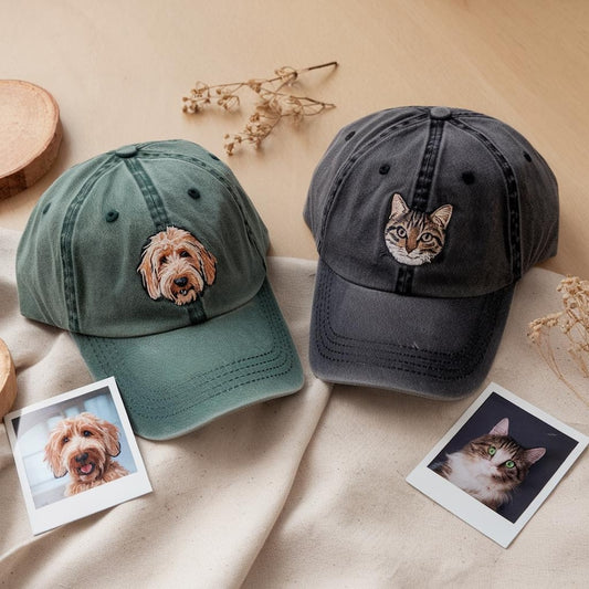 Gorra de béisbol con parche de cuero con diseño de líneas y orejas de mascota personalizadas para amantes de las mascotas