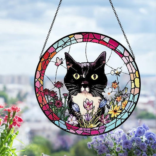 Personalized Pet Portrait Stained Glass Suncatcher Pet Keepsake Memorial Gift for Dog Cat Lover