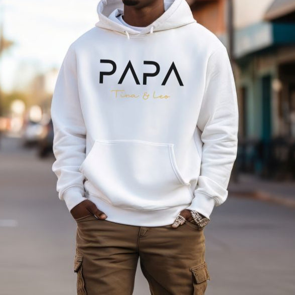 Sudadera con capucha bordada personalizada para papá con nombre del niño y fecha de nacimiento para el Día del Padre 