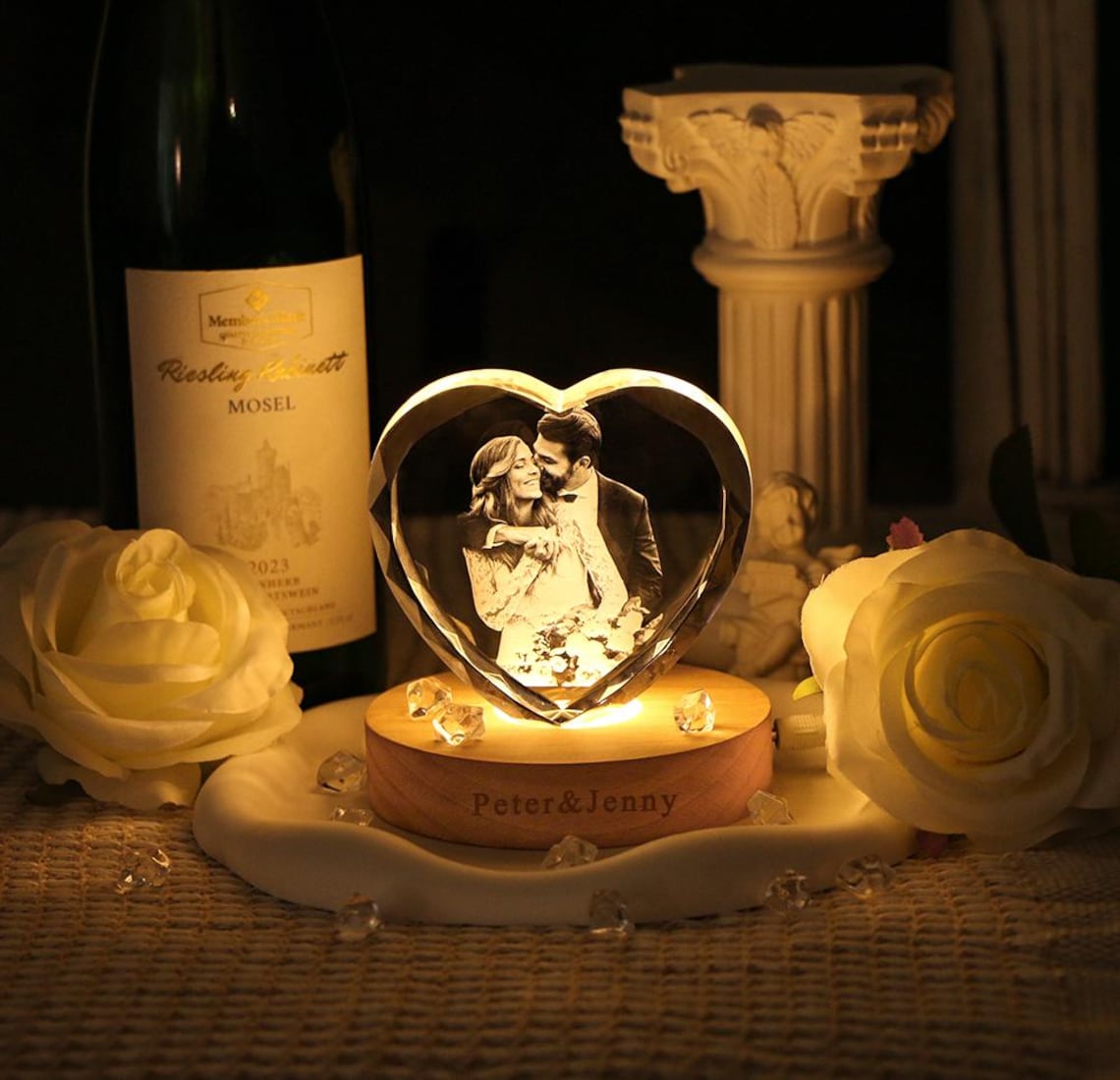Personalized 3D Crystal Pet Photo Portrait Night Light with Base Gifts for Dog Owners Pet Lover Gift Christmas Gift