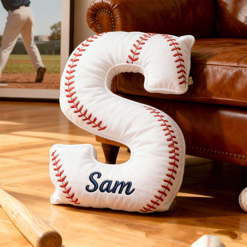 Personalized Baseball Letter Pillow With Custom Name For Sports Fans