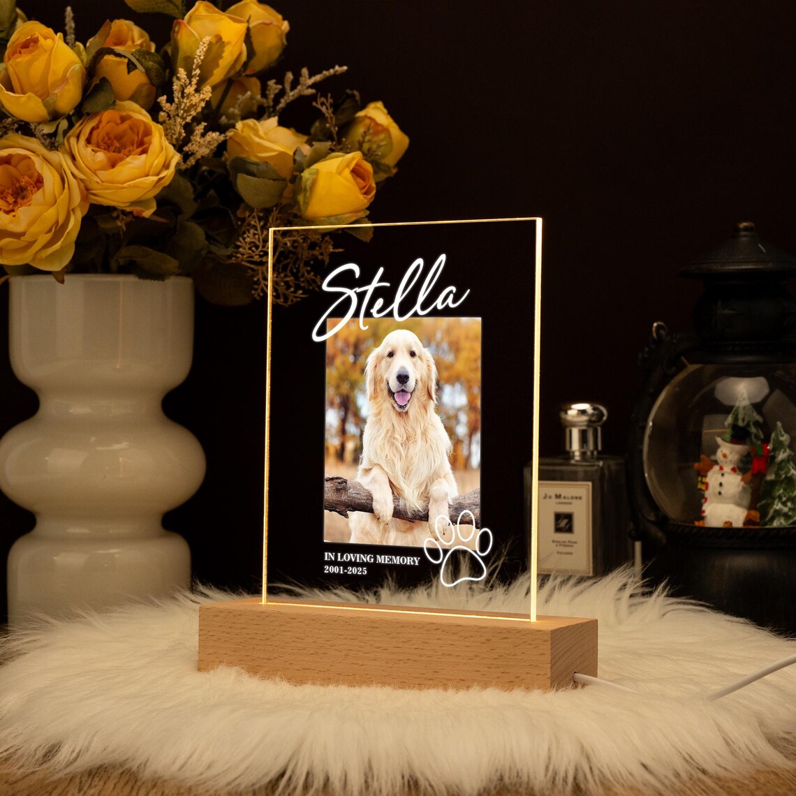 Personalisiertes Hundefoto Pfoten-Nachtlicht Haustier-Erinnerungsgeschenk für Tierliebhaber 