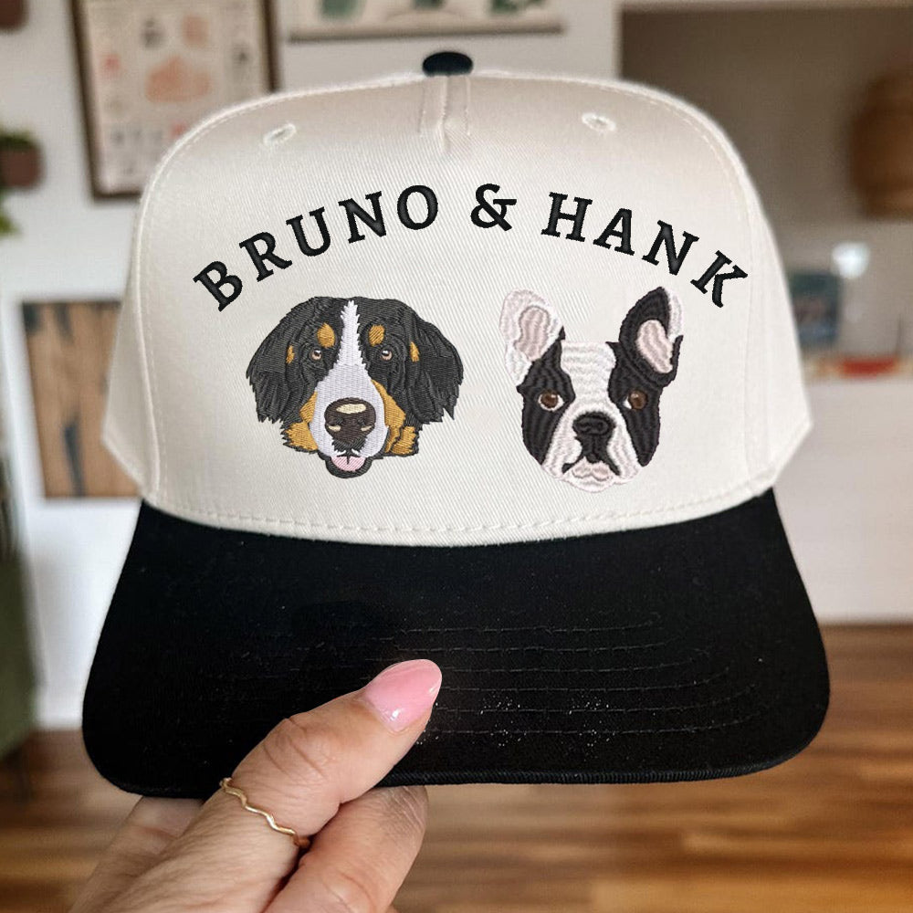 Personalisierte Haustier Ohren Lineart Leder Patch Hut Baseball-Cap für Tierliebhaber