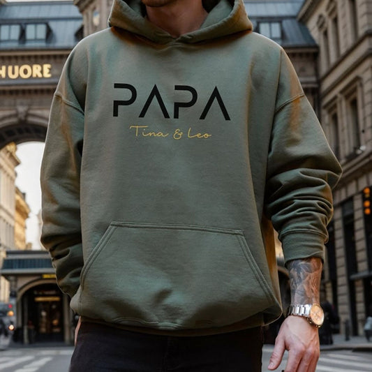 Sudadera con capucha bordada personalizada para papá con nombre del niño y fecha de nacimiento para el Día del Padre 
