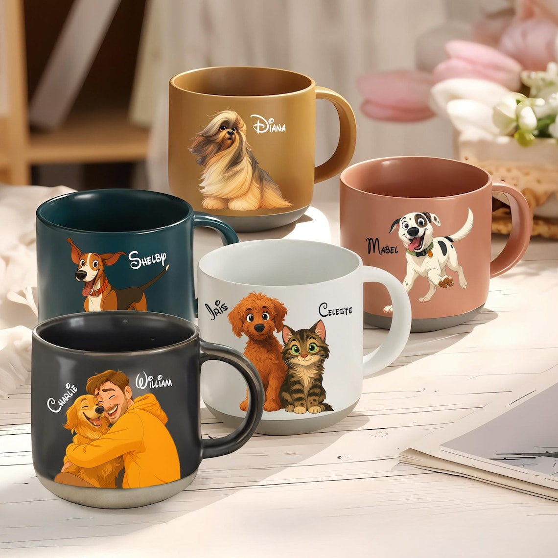 Personalisierte Haustier-Fototasse mit Hundegesicht und Namen, Geschenk für Hundeliebhaber