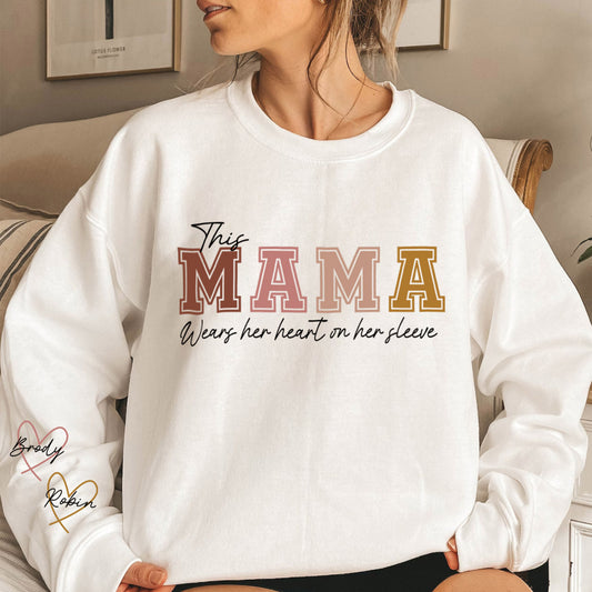 Personalisiertes Sweatshirt „Diese Mama trägt ihr Herz auf der Zunge“ mit individuellen Namen, warmes Geschenk für die liebe Mama