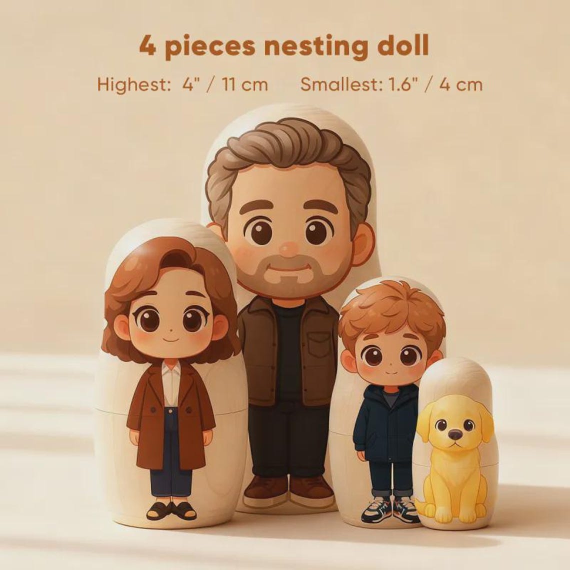 Custom Pet Portrait Nesting Dolls Personalized Family Keepsake Christmas Gift