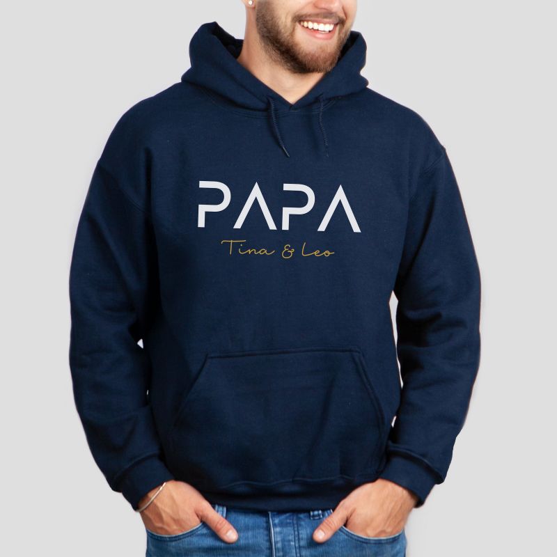 Sudadera con capucha bordada personalizada para papá con nombre del niño y fecha de nacimiento para el Día del Padre 