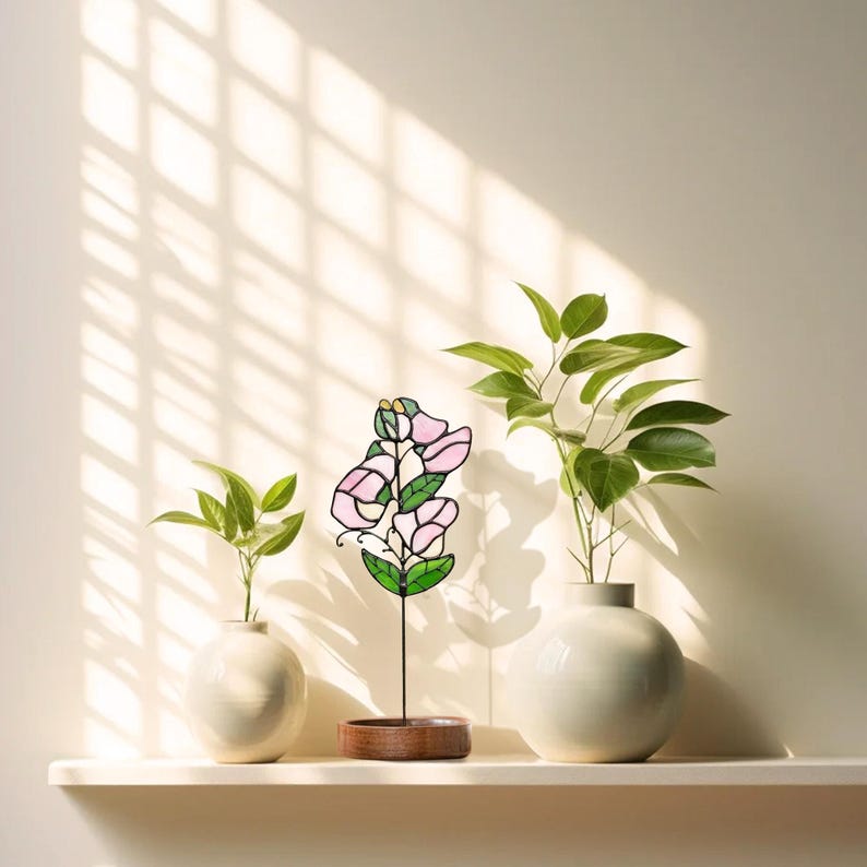 Personalized Stained Glass Birth Flower Suncatcher Unique Mother's Day Christmas Gift for Mom Grandma