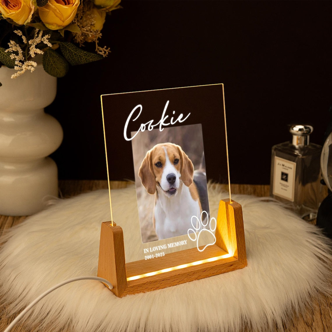 Personalisiertes Hundefoto Pfoten-Nachtlicht Haustier-Erinnerungsgeschenk für Tierliebhaber 