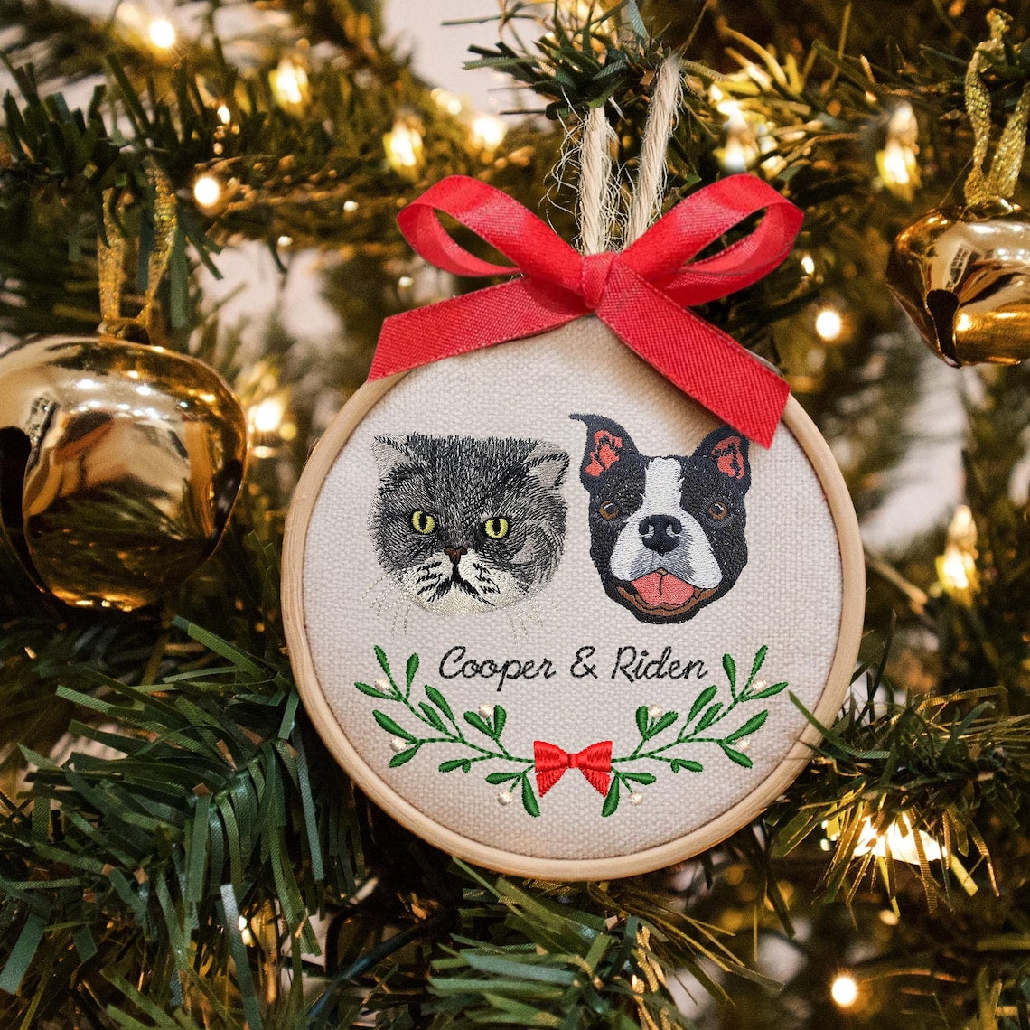 Personalized Embroidered Pet Portrait Ornament – Custom Pet Memorial Gift  Christmas Tree Keepsake for Pet Lovers
