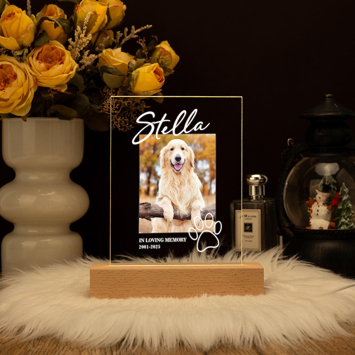 Personalisiertes Hundefoto Pfoten-Nachtlicht Haustier-Erinnerungsgeschenk für Tierliebhaber 