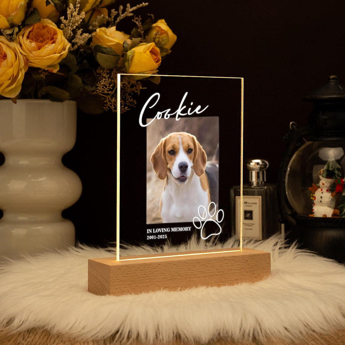 Personalisiertes Hundefoto Pfoten-Nachtlicht Haustier-Erinnerungsgeschenk für Tierliebhaber 