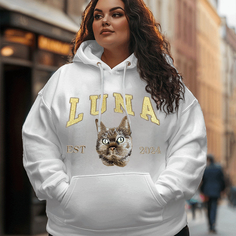 Cara de mascota bordada personalizada y nombre de mascota sudadera retrato de perro bordado cuello redondo regalo amante de las mascotas