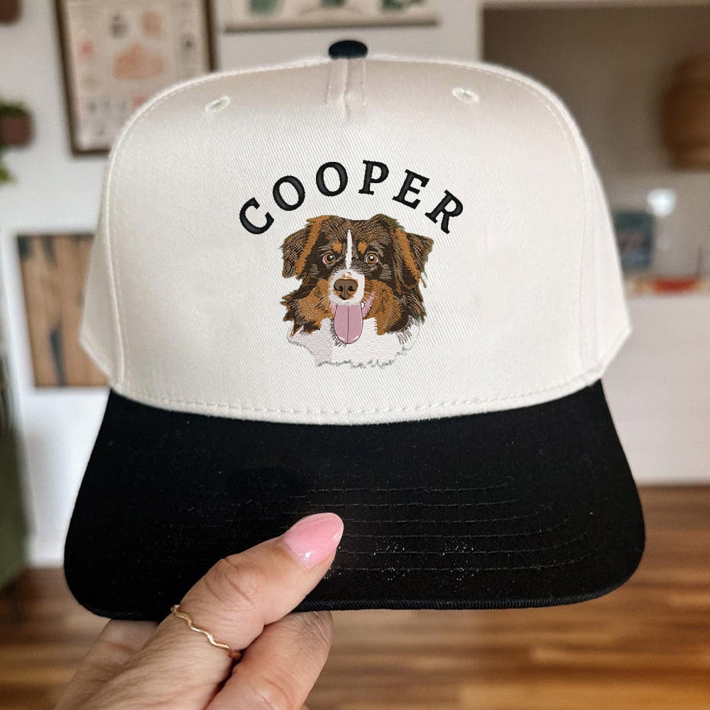 Personalisierte Haustier Ohren Lineart Leder Patch Hut Baseball-Cap für Tierliebhaber