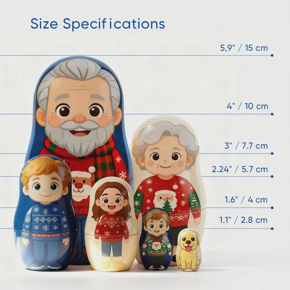 Custom Pet Portrait Nesting Dolls Personalized Family Keepsake Christmas Gift