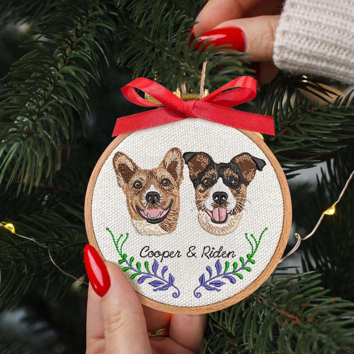 Personalized Embroidered Pet Portrait Ornament – Custom Pet Memorial Gift  Christmas Tree Keepsake for Pet Lovers