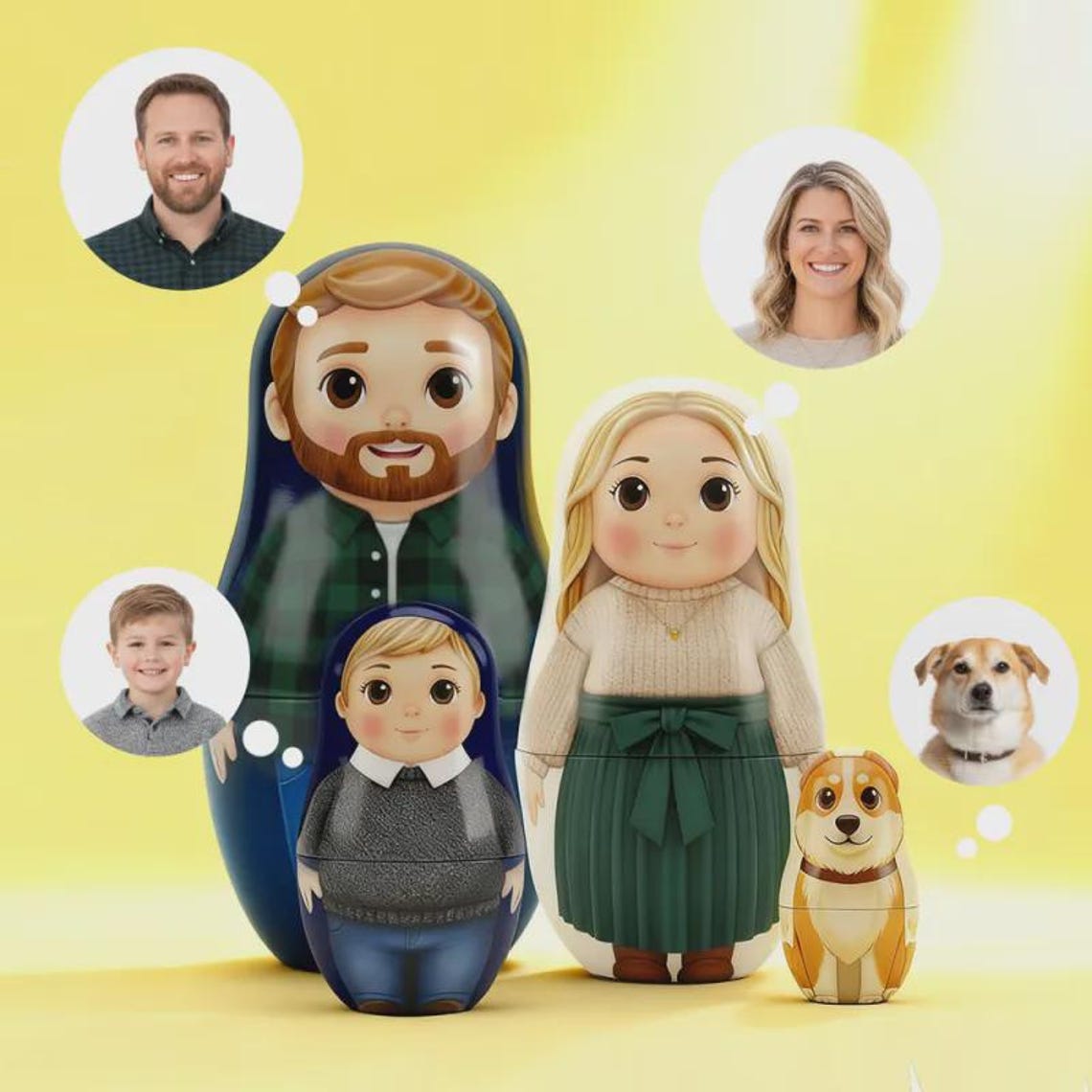 Custom Pet Portrait Nesting Dolls Personalized Family Keepsake Christmas Gift