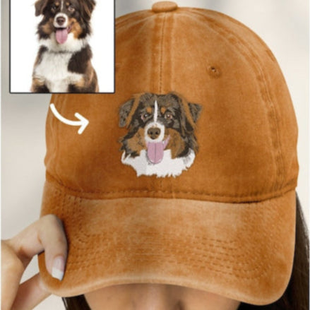 Gorra de béisbol con parche de cuero con diseño de líneas y orejas de mascota personalizadas para amantes de las mascotas