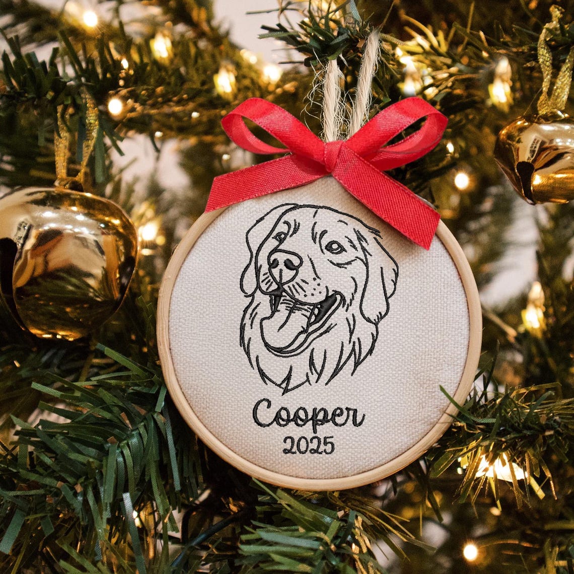 Custom Embroidered Dog Face Portrait Christmas Ornament Keepsake Gift For Dog Cat Owners Pet Lovers