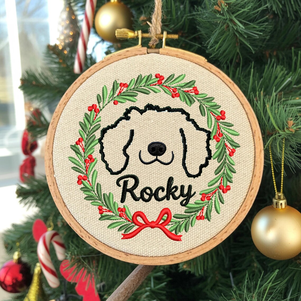Embroidered Pet Ears Christmas Ornament Custom Pet Portrait Christmas Keepsake Gift For Dog Cat Pet Lovers