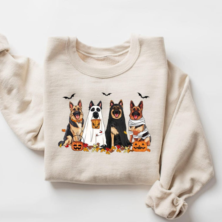 Sweat-shirt d'Halloween fantôme berger allemand, sweat à capuche saison effrayante, cadeau unique pour les amoureux des animaux